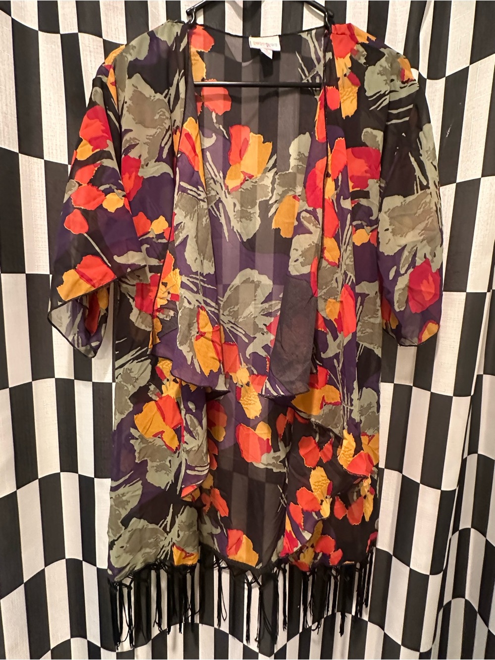 LulaRoe Floral Fringe Kimono